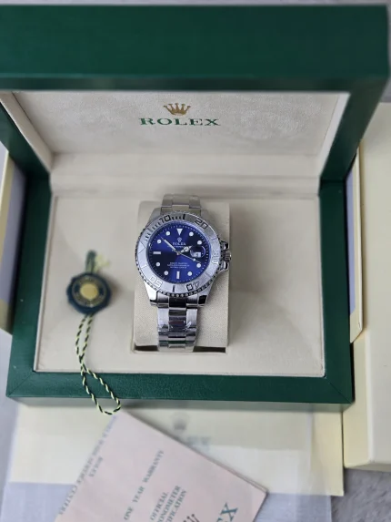 Rolex Submariner Inspired Luxury Watch Silver and Blue