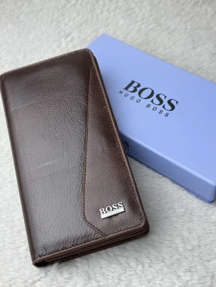 Boss Genuine Leather Brown Long Wallet
