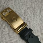 Premium Black Leather Belt with Gold-Tone Luxury Buckle)