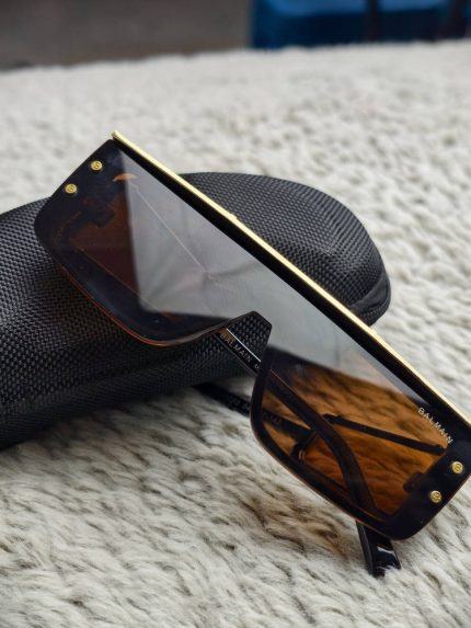 Balmain Inspired Black & Gold Oversized Sunglasses