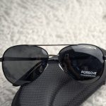 Porsche-Inspired Black Polarized Aviator Sunglasses