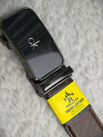 CK Inspired Premium Leather Belt – Brown & Black Edition