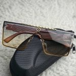 Louis Vuitton Inspired Shield Sunglasses – Premium Brown Gradient Lens with Gold Frame