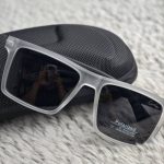 Premium Transparent Grey Polarized Square Sunglasses