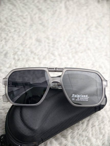 Carrera Inspired Polarized Sunglasses – Premium Transparent Grey Square Frame