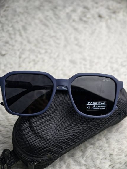 Cartier Inspired Polarized Sunglasses – Premium Navy Blue Square Frame