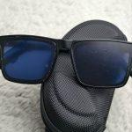 Classic Black Square Sunglasses with Blue-Tinted Lenses