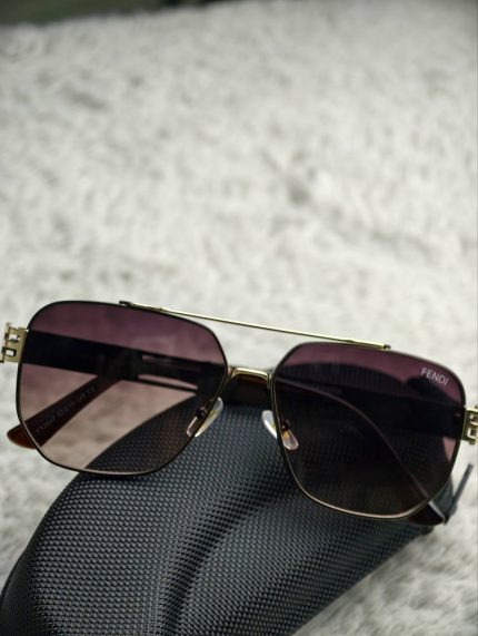 Fendi-Inspired Gold Frame Square Aviator Sunglasses