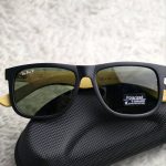 Ray-Ban-Inspired Black Square Sunglasses with Wooden-Style Temples