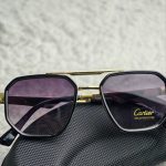 Cartier Inspired Black & Gold Square Sunglasses
