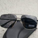 Giorgio Armani Inspired Black Polarized Aviator Sunglasses