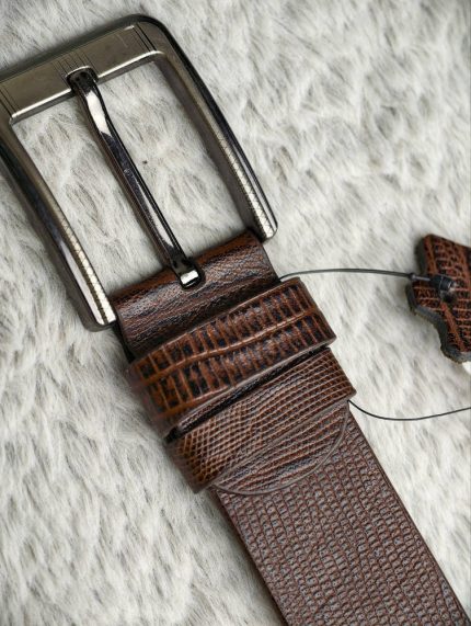 Premium Textured Leather Belt – Brown Edition