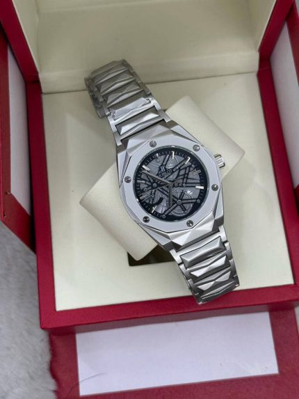Hublot Big Bang Inspired Skeleton Chronograph Watch – Silver Edition