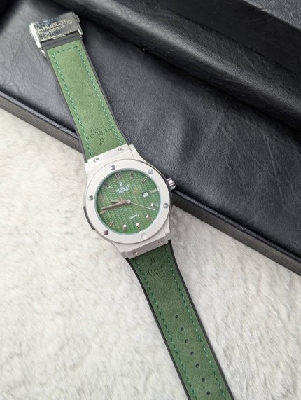 Hublot Classic Fusion Inspired Green Dial Watch – Silver Edition(Copy)