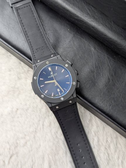 Hublot Big Bang Inspired Blue Dial Watch – Black Edition (Copy)