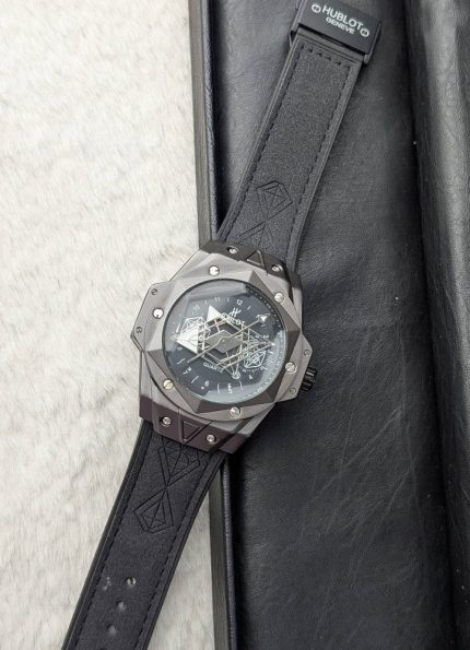 Hublot Inspired Big Bang Skeleton Dial Watch – Black Edition (Copy)
