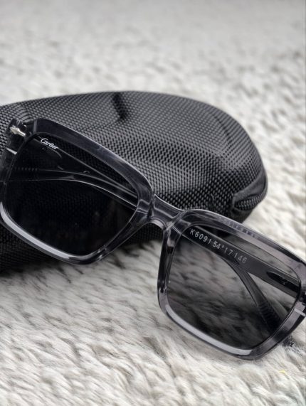 Cartier Inspired Transparent Grey Square Frame Sunglasses
