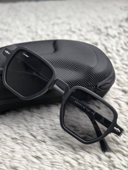 Premium Cartier-Inspired Black Square Frame Sunglasses