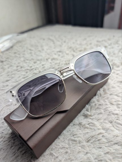 White Frame Sunglasses with Smoke Gradient Lenses