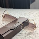 Gold Rimless Sunglasses with Brown Gradient Lenses