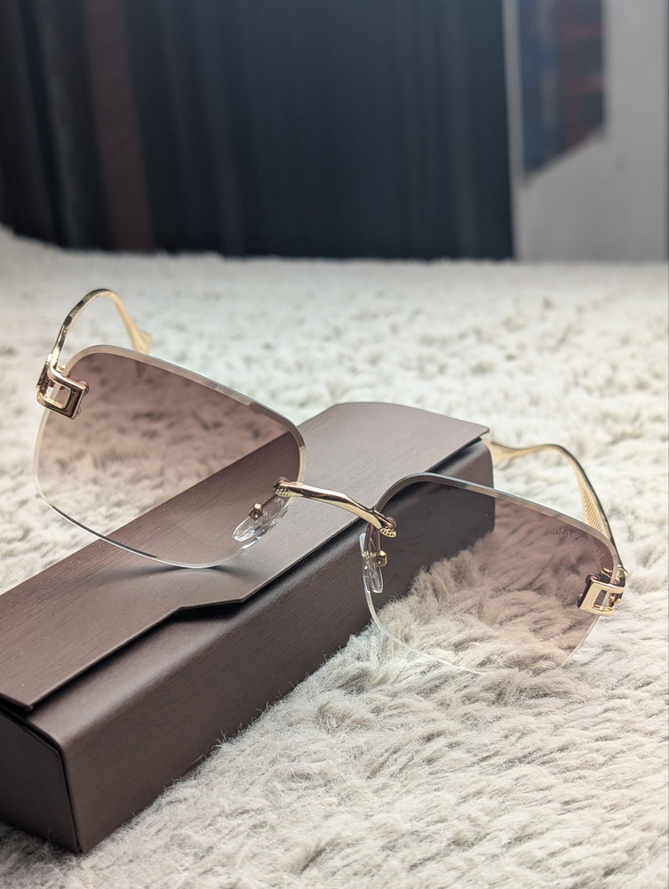 IMG_20261011_114152_914_result Gold Rimless Sunglasses with Brown Gradient Lenses - Image 1