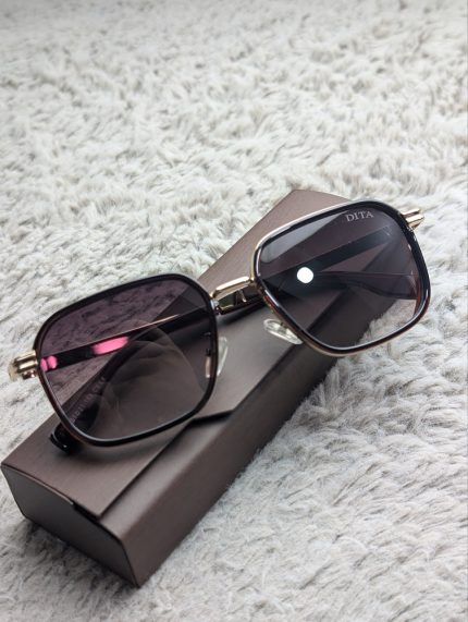 DITA Black & Gold Rectangular Sunglasses