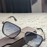 DITA Retro Hexagonal Silver & Black Sunglasses