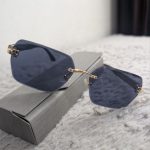 CARTIER Rimless Blue-Grey Geometric Sunglasses