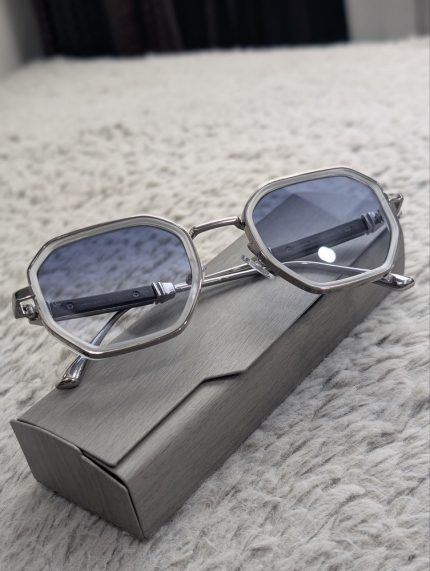 CARTIER Silver & Grey Geometric Sunglasses