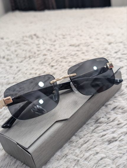 MAYBACH Rimless Gold & Black Geometric Sunglasses