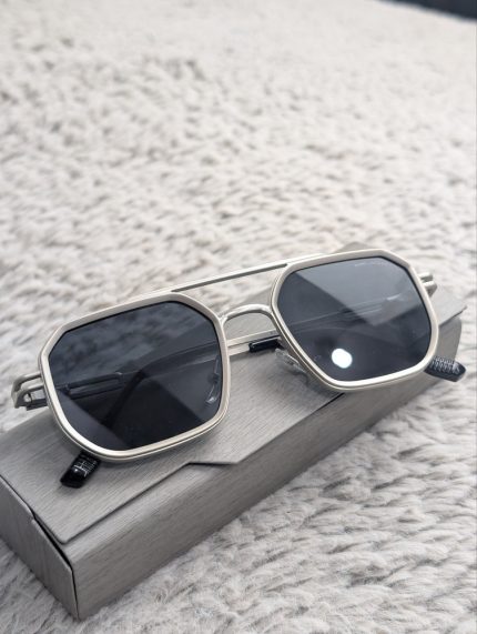 MARC JACOBS Silver & Black Geometric Double Bridge Sunglasses