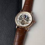 Patek Philippe Rose Gold-Tone Skeleton Moonphase Watch with White Dial (Including Like Original Box Packaging)