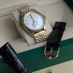 ROLEX Gold-Tone Dress Watch with White Dial and Interchangeable Straps (Including Presentation Box)