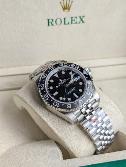ROLEX Stainless Steel GMT-Master II Style Watch with Black and Grey Bezel (Including Presentation Box)