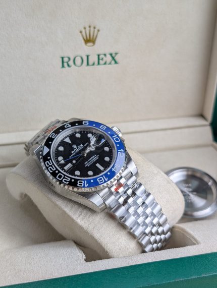 ROLEX Stainless Steel GMT-Master II Style Watch with Blue and Black Bezel (Including Presentation Box)