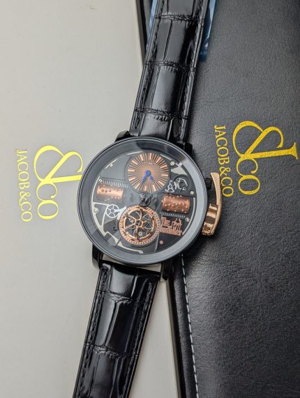 Jacob & Co. "The Godfather" Black DLC & Rose Gold-Tone Watch (Decorative Functions)