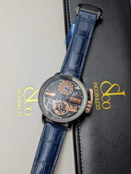 Jacob & Co. "The Godfather" Black DLC Case with Blue Strap (Decorative Functions)