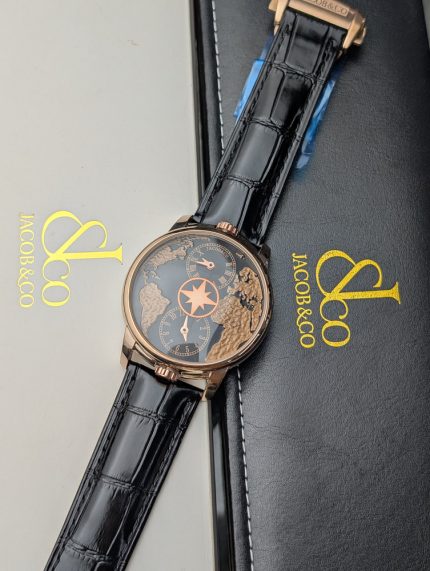 Jacob & Co. "Astronomia Tourbillon" Rose Gold-Tone World Map Watch (Decorative Functions)