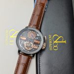 Jacob & Co. "The Godfather" Black DLC Case with Brown Strap (Decorative Functions)