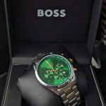 BOSS Two-Tone Chronograph Watch with Sunray Green Dial (Including Like Original Box Packaging)