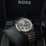 BOSS Two-Tone Chronograph Watch with Silver Sunray Dial (Including Like Original Box Packaging)