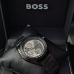BOSS Black-Tone Chronograph Watch with Gunmetal Dial (Including Like Original Box Packaging)