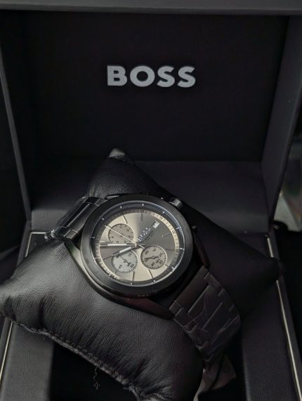 BOSS Black-Tone Chronograph Watch with Gunmetal Dial (Including Like Original Box Packaging)