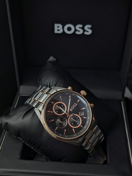 BOSS Two-Tone Chronograph Watch with Black Dial (Including Like Original Box Packaging)