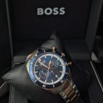 BOSS Two-Tone Chronograph Watch with Blue Dial (Including Like Original Box Packaging)