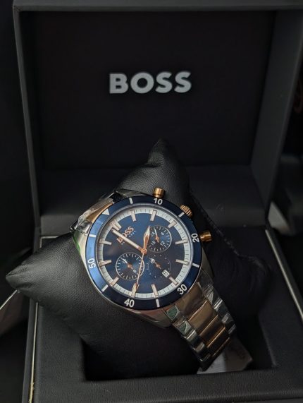BOSS Two-Tone Chronograph Watch with Blue Dial (Including Like Original Box Packaging)