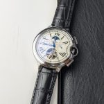 Cartier Silver-Tone Open-Heart Moonphase Watch with Textured White Dial (Including Like Original Box Packaging)