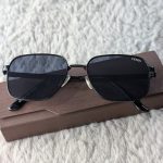 FENDI Black Metal Geometric Sunglasses with Dark Lenses