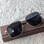 Gold-Tone Geometric Double-Bridge Aviator Sunglasses