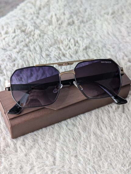 MAYBACH Black and Gold-Tone Angular Aviator Sunglasses with Gradient Lenses